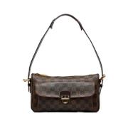 Pre-owned Brunt lerret Louis Vuitton skuldervesker