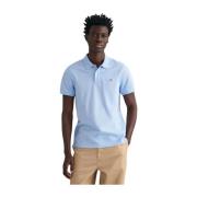 Lys Blå Gant Shield Pique Polo Shirt T-Skjorte