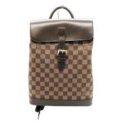 Pre-owned Brunt lerret Louis Vuitton ryggsekk