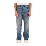 Jeans med full sideslips og slitt effekt