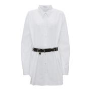 Hvit Skjortekjole med Hengelåsrem