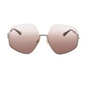 Trendy Oversized Solbriller med Halvramme og Inverterte Gradientlinser