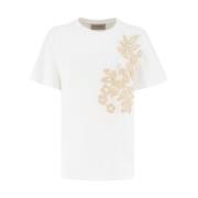 Blomsterbrodert Bomull T-skjorte
