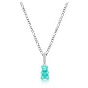 Men's Silver Necklace with Turquoise Gummy Bear