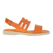 Oransje Sandal - Regular Fit - Egnet for Varmt Klima - 100% Skinn