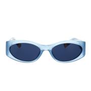 Gjennomsiktig blå oval solbriller med marineblå linser