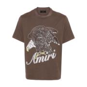 Brun Bomull Jersey T-skjorte med Amiri Eagle Logo