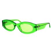 Grønne ovale solbriller med sølvlogo