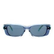 Moderne Transparente Solbriller med Blå Acetatramme og Blå Gradientlin...