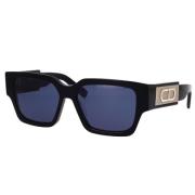 Originale firkantede solbriller med blå linser