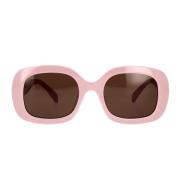 Geometriske solbriller i rosa acetat med brune organiske linser