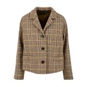 Tweed Front Button Closure Jakke