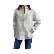 Oversized Stripet Hvit Skjorte