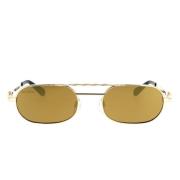 Gullfarget Metall Oval Solbriller med Speilglass