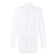Hvit Bomullsskjorte med Spredt Krage