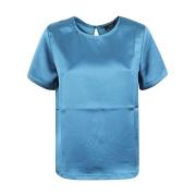Blå Fluid Lyocell Jersey T-skjorte