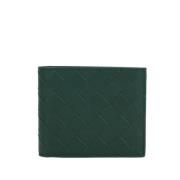 Grønn Smaragd Bi-Fold Lommebok med Intrecciato Motiv