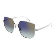Stilige sølv solbriller med fiolette linser
