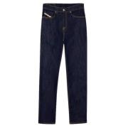Mørkeblå Slim-Fit Jeans i Bomullsblanding