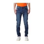 Slim-Fit Mørkeblå Vask Jeans