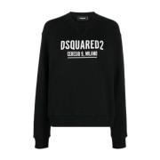 Sort Ribbestrikket Crew-neck Sweatshirt