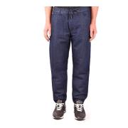 Blå Bomull Jeans med Distressed Detalj