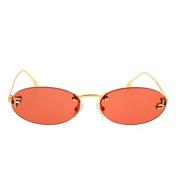 Feminine Oval Solbriller i Gull og Korallrosa