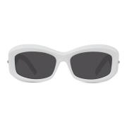 Hvite ovale solbriller med grå linse