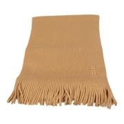 Elegant Ullskjerf med Brodert Logo i Beige