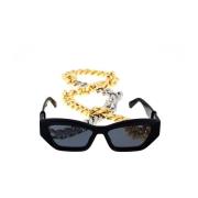 Tykke Cat-Eye Solbriller med Gullstuds