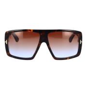 Klassiske firkantede solbriller med Havana-ramme og brune gradientlins...