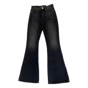 Sorte jeans med høy midje og flare passform