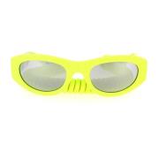 Gule gummisolbriller med speilgrå linser