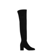 Elegante svarte semskede over-knee støvler