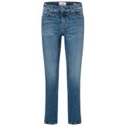 Blå Skinny Jeans med Splitt - 5 Lommer