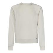 Ivory Ribbestrikket Crewneck Sweater