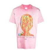 Grafisk Trykk Bomull T-skjorte i Rosa