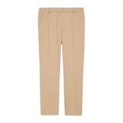 Beige Bomull Stretch Sigarett Bukser