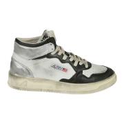 Hvite Svarte Sølv High-Top Sneakers
