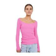 Bright Pink Norr Sherry Heart Knit Top Topp