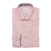 Rosa Slim Fit Skjorte med Kontrastdetaljer