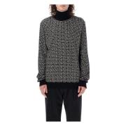 Stilig High-Neck Monogram Sweater