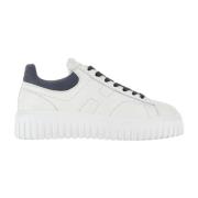 Hvite skinn sneakers med H-striper