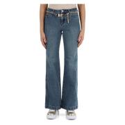 Jeans med Avtagbart Belte og Fem Lommer