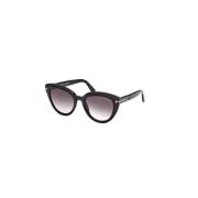 Svarte Glossy Solbriller for Kvinner