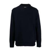 Blå Ullblandingssweater med Lagdelt Design