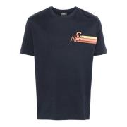 Blå Bomull Jersey T-skjorte med Logo Print