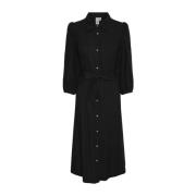 Black Y.a.s Yasflaxy 3/4 Linen Shirt Dress