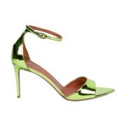 Grønne speilende ankelstropp sandaler