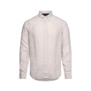 Beige Tommy Hilfiger Dc Bold Linen Stripe Shirt Skjorter